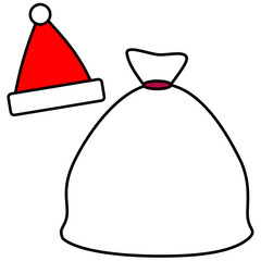 サンタ帽子とプレゼント袋