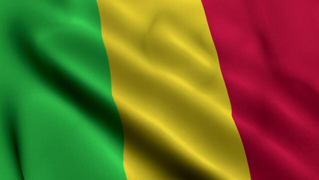 Mali Flag. Waving  Fabric Satin Texture Flag of Mali 3D illustration. Real Texture Flag of the Republic of Mali