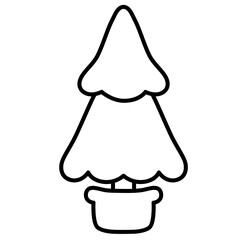 Cute Christmas tree outline cartoon doodle illustration