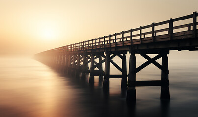 a bridge over water at sunset
