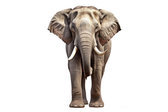Elephant standing - Thailand. Full-length image of an Asian elephant standing on transparent background ,generative ai