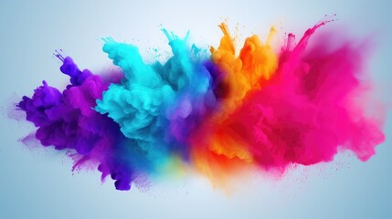 Colored powder explosion isolated on white background