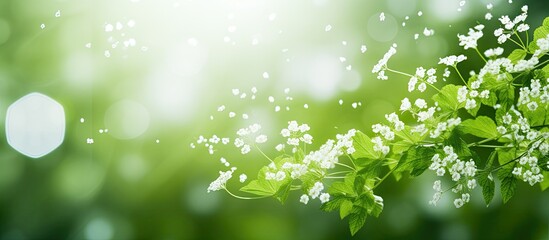 Obraz premium A natural background featuring a bokeh effect in green and white hues