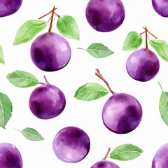 Plum Watercolor Seamless Pattern Elegant Wallpaper