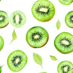 Fototapeta premium Vibrant Watercolor Kiwi Seamless Pattern Refreshing Wallpaper