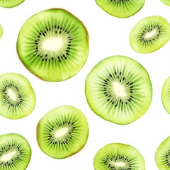 Fototapeta premium Vibrant Watercolor Kiwi Seamless Pattern Refreshing Wallpaper