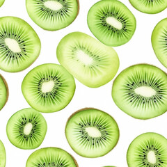 Fototapeta premium Vibrant Watercolor Kiwi Seamless Pattern Refreshing Wallpaper