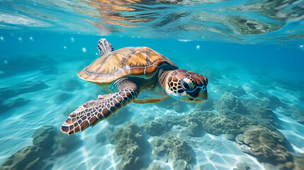 Obraz premium green sea turtle survive