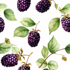 Watercolor Blackberry Seamless Pattern Beautiful Wallpaper