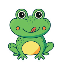 The cutest children frog illustration in a flat style will bring children fantasies to life. A bright and cheerful amphibian designed to inspire and delight both children and adults who love nature