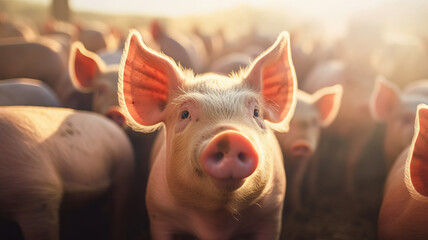 Pigs in pig farm. generative ai
