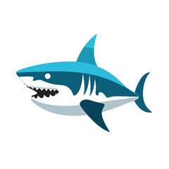 Naklejka premium Cartoon-Hai in Blau und Weiß