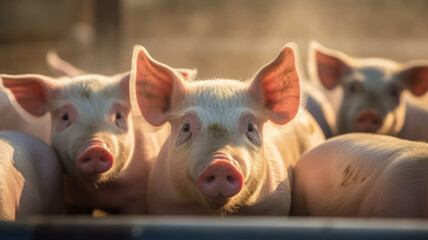 Pigs in pig farm. generative ai