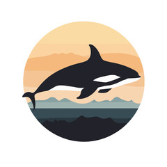 Flache Design-Illustration eines Schwertwals