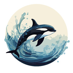 Illustration eines springenden Killerwals