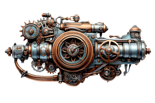 steampunk fusion isolated on transparent background, Generative Ai