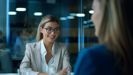 Woman consulting with a female financial manager at the bank ,generative ai