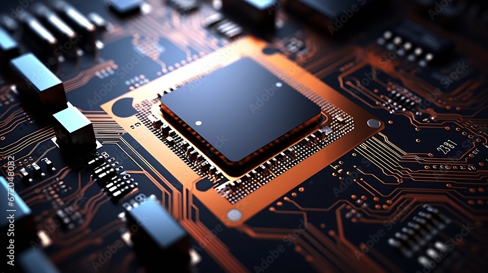 Poster electronic circuit board close up. : generative ai