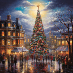 Fototapeta premium Christmas Tree Gleaming Garden 