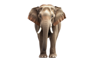 Elephant standing - Thailand. Full-length image of an Asian elephant standing on transparent background.generative ai