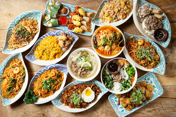 Various Southeast Asian food on the table - obrazy, fototapety, plakaty