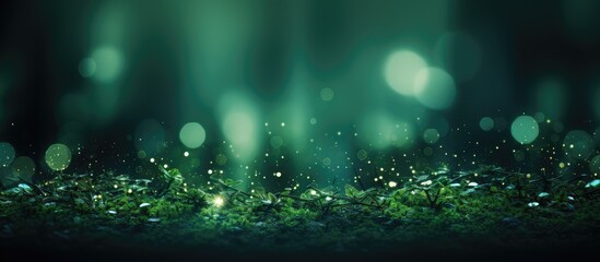 Green is illuminated by shimmering blur spotlights with bokeh light
