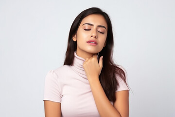 Fototapeta premium young Indian woman suffering from cough.