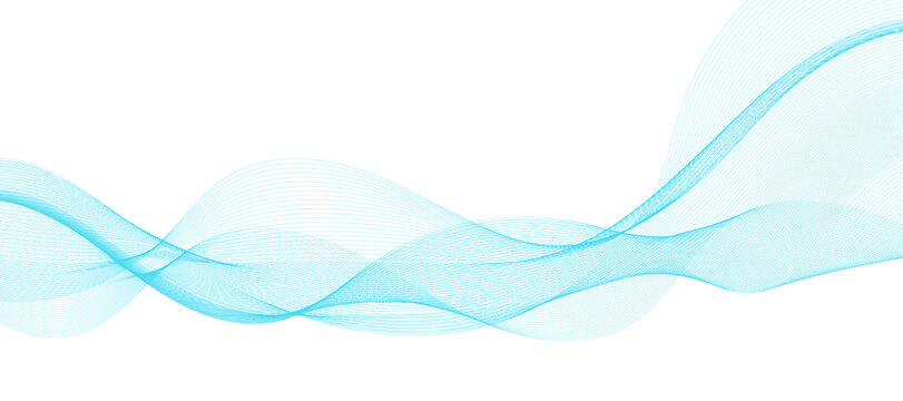 Modern vector background with blue smoky wavy lines. © VectorStockStuff