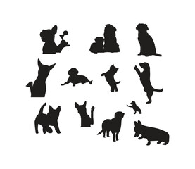 set of silhouettes of dogs vector illustration