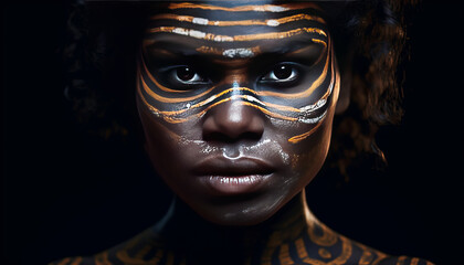 a very black australian Aboriginal woman. model advertisement