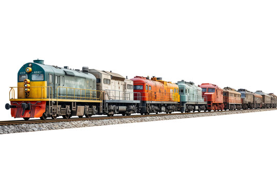 trains isolated on transparent background, Generative Ai