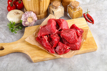 Sliced raw beef meat for cooking