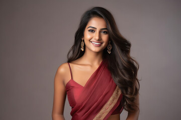 Naklejka premium Young Indian woman with long hair