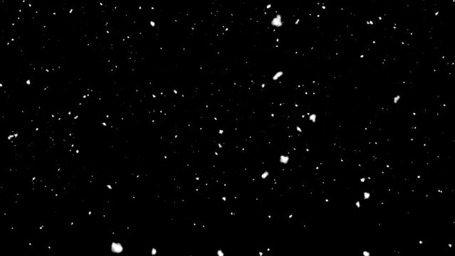 snow falling on black background