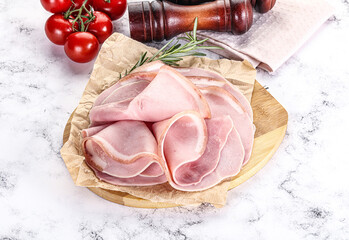 Slices of natural organic ham