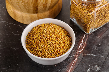 Mustard dry seeds in the bowl