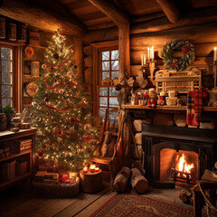 Chrismas Tree with fire place