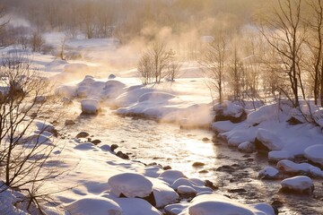 冬の朝の風景　白馬村