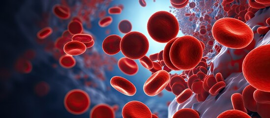 Microscopic images of red blood cells activated platelets and white blood cells are showcased in the photographs as a result of leukemia - obrazy, fototapety, plakaty