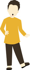 Obraz premium Islamic boy happy character bring ketupat illustration