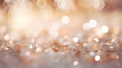 Festive sparkles and bokeh in pastel pearl and silver tones: elegant celebration background with...