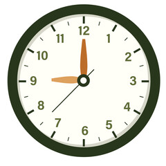 Wall Clock Show Time at 9 o'clock, Round Clock Illustration