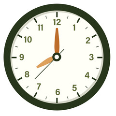 Wall Clock Show Time at 8 o'clock, Round Clock Illustration