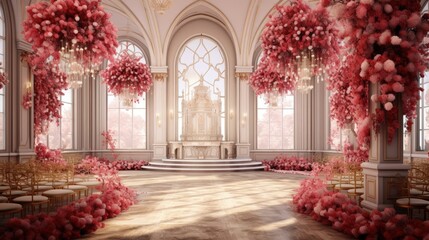 Wedding hall with decoration.
