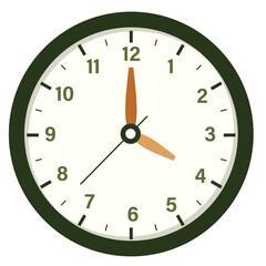 Wall Clock Show Time at 4 o'clock, Round Clock Illustration
