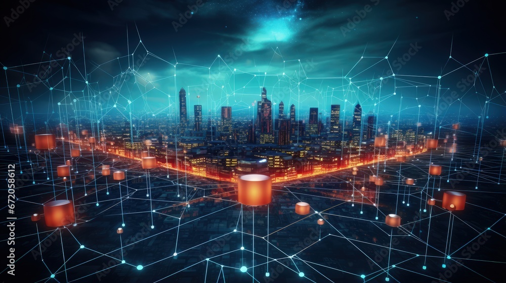 Aufkleber Cyber security, Data protection, Structure of virtual network on innovative internet network connection of Digital technology business, verification and data encryption, Big data and blockchain.