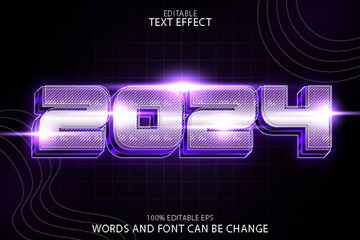 2024 editable text effect emboss neon style