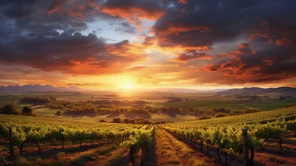 Fotobehang A Beautiful Sunset over a Barossa Vineyard © HN Works