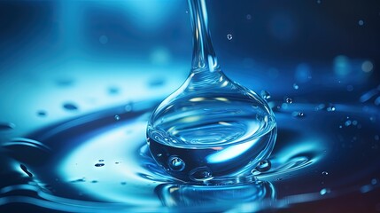 drop blue liquid and droplet laboratory for science test , lab chemical study and medical concept background - obrazy, fototapety, plakaty