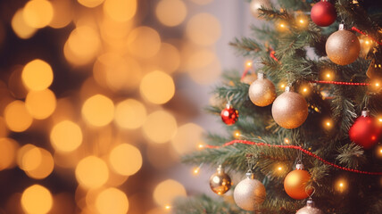 Christmas tree with decorations for christmas and new year background